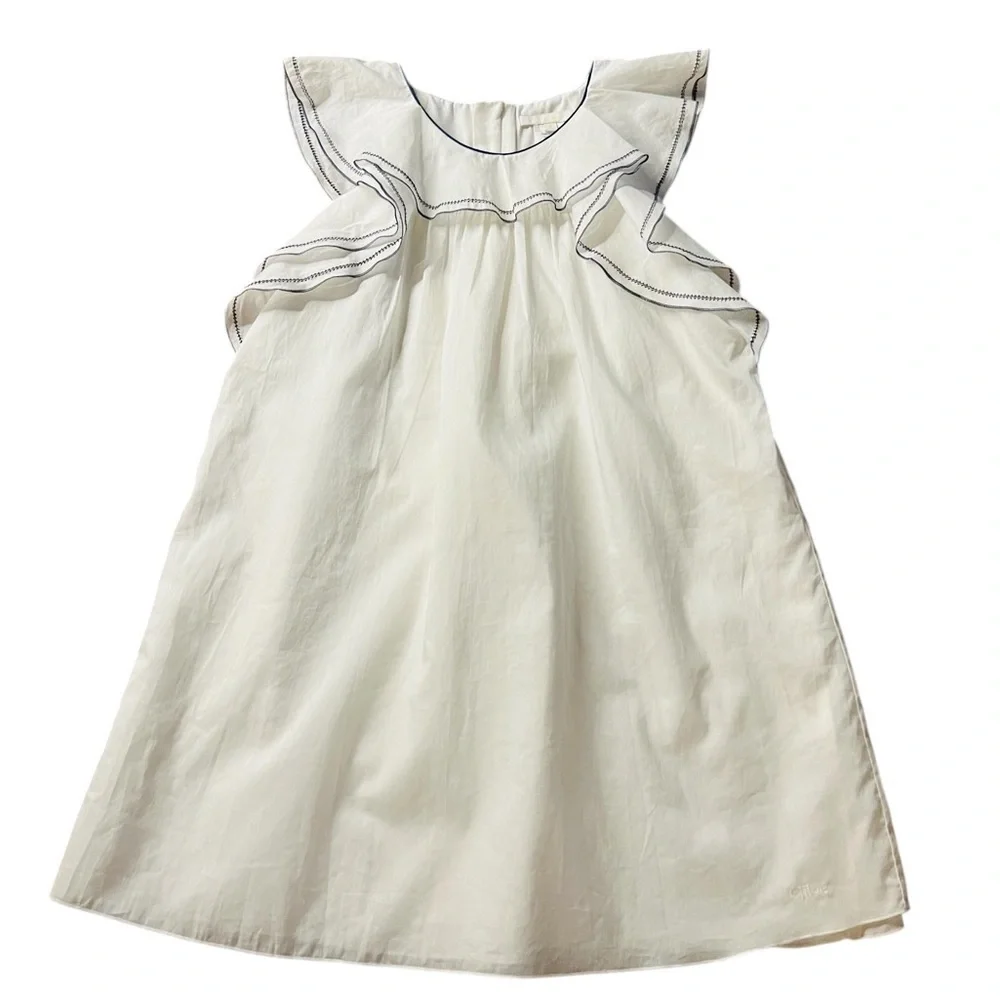 Chloe Kids White Formal Dress With Beautiful Blue accents Size 8